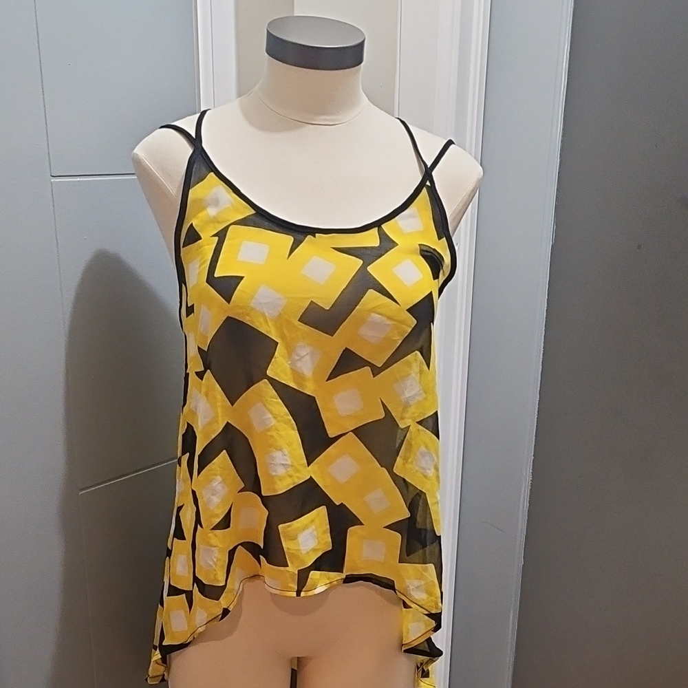 Sans Souci Yellow and Black Patterned Camisole